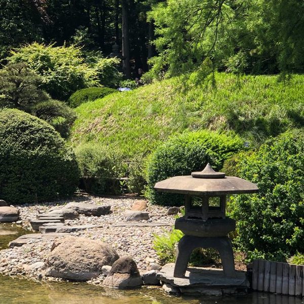 Torii at the centre of the Japanese Garden in Brooklyn Botanical Gardens