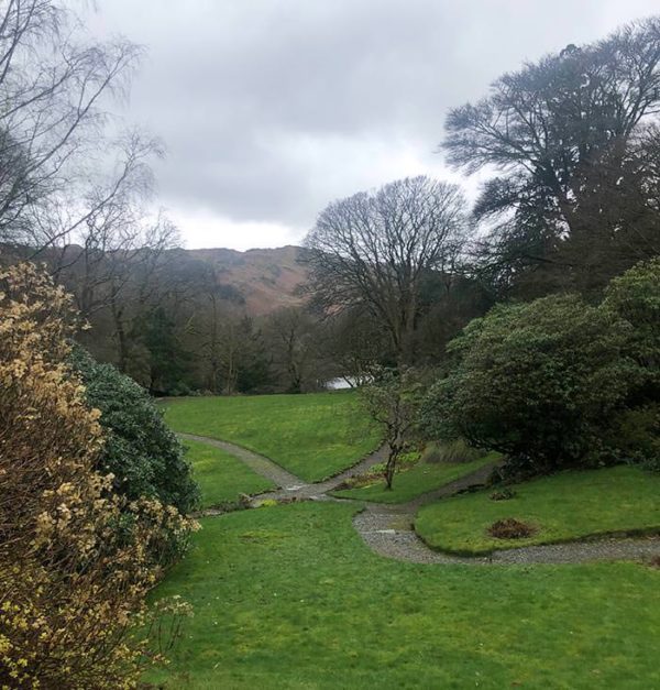View of Rydal water from Wordsworth Gardens in the Lake District