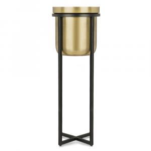 Calla by Ivyline - Black stand with gold tone pewter planter. Buy UK